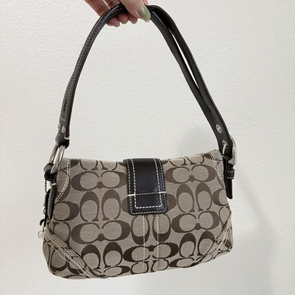 Coach Tan and Black Signature Shoulder Bag - Picture 2 of 6